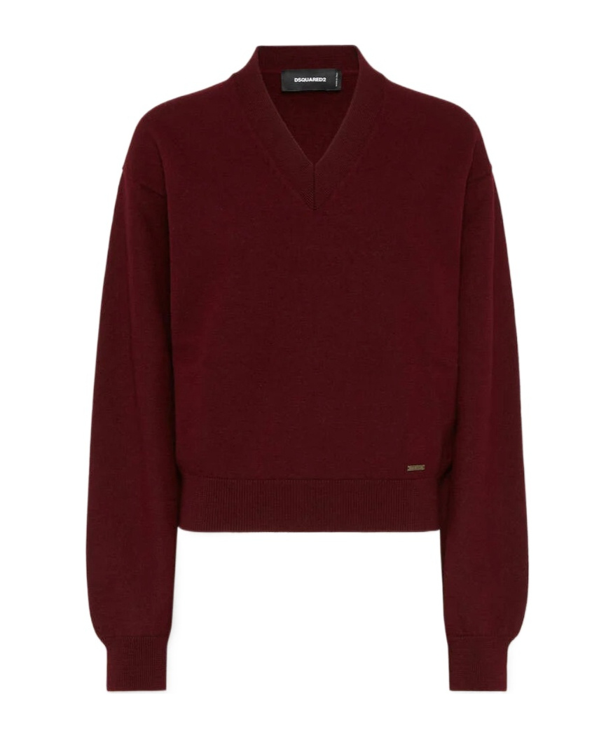 Dsquared2 Cropped Sweater Sweaters And Cardigans Bordeaux In Transparent