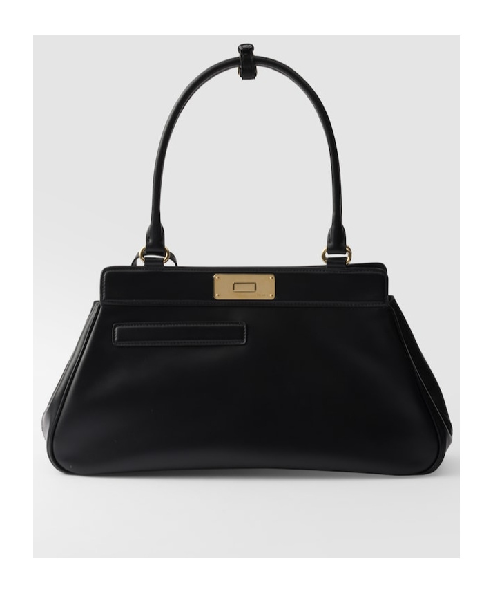 Prada Framed Leather Top-handle Bag In Black