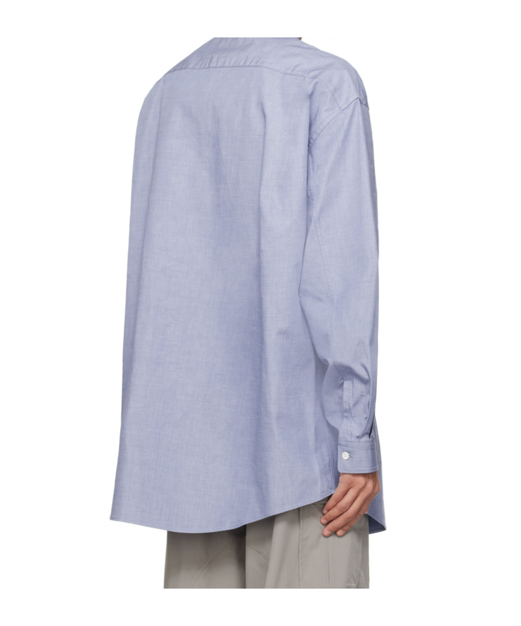 Hed Mayner Blue Twin Pleats Shirt In Gray