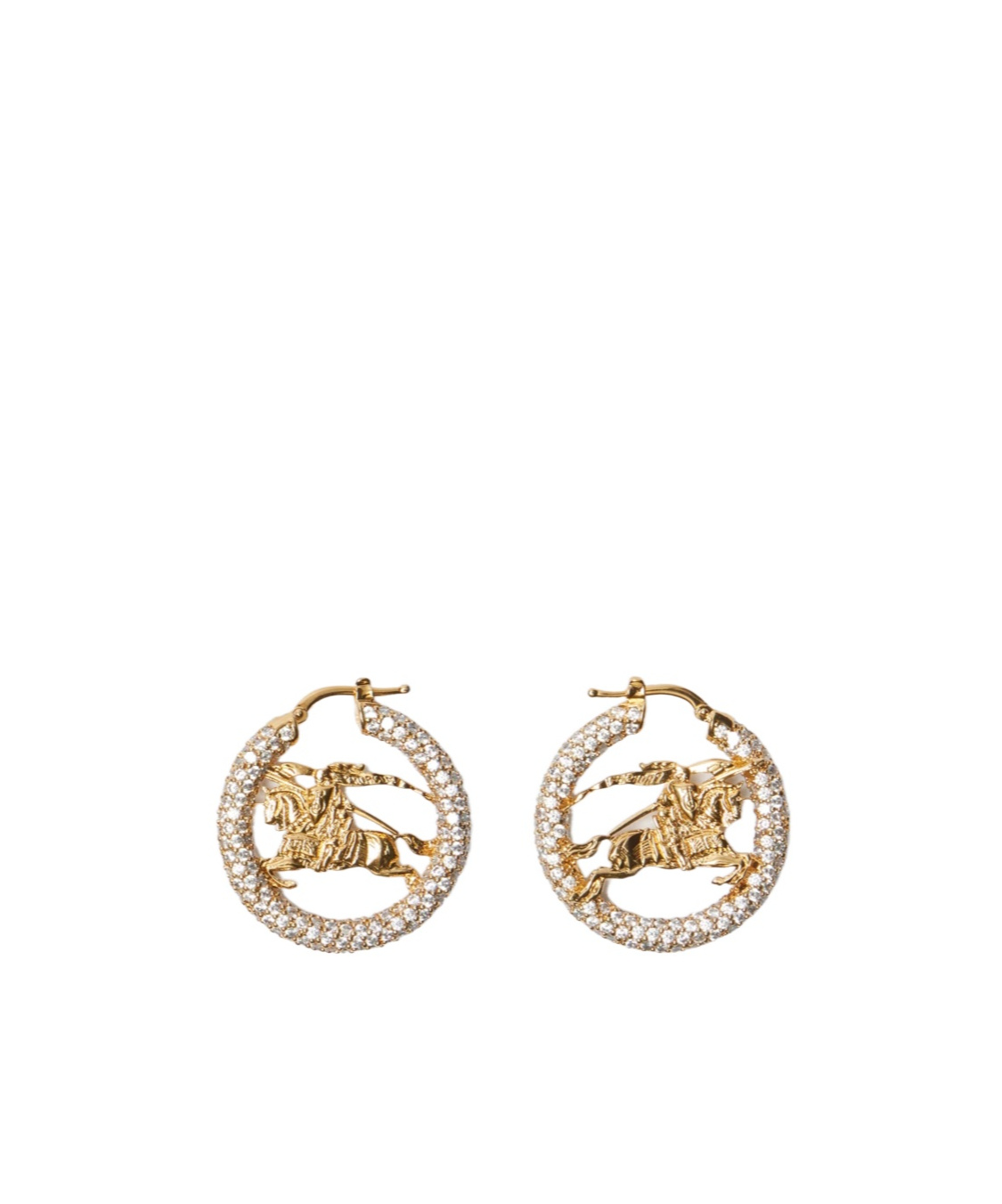 Burberry Ekd Pavé Hoop Earrings In Gold/clear