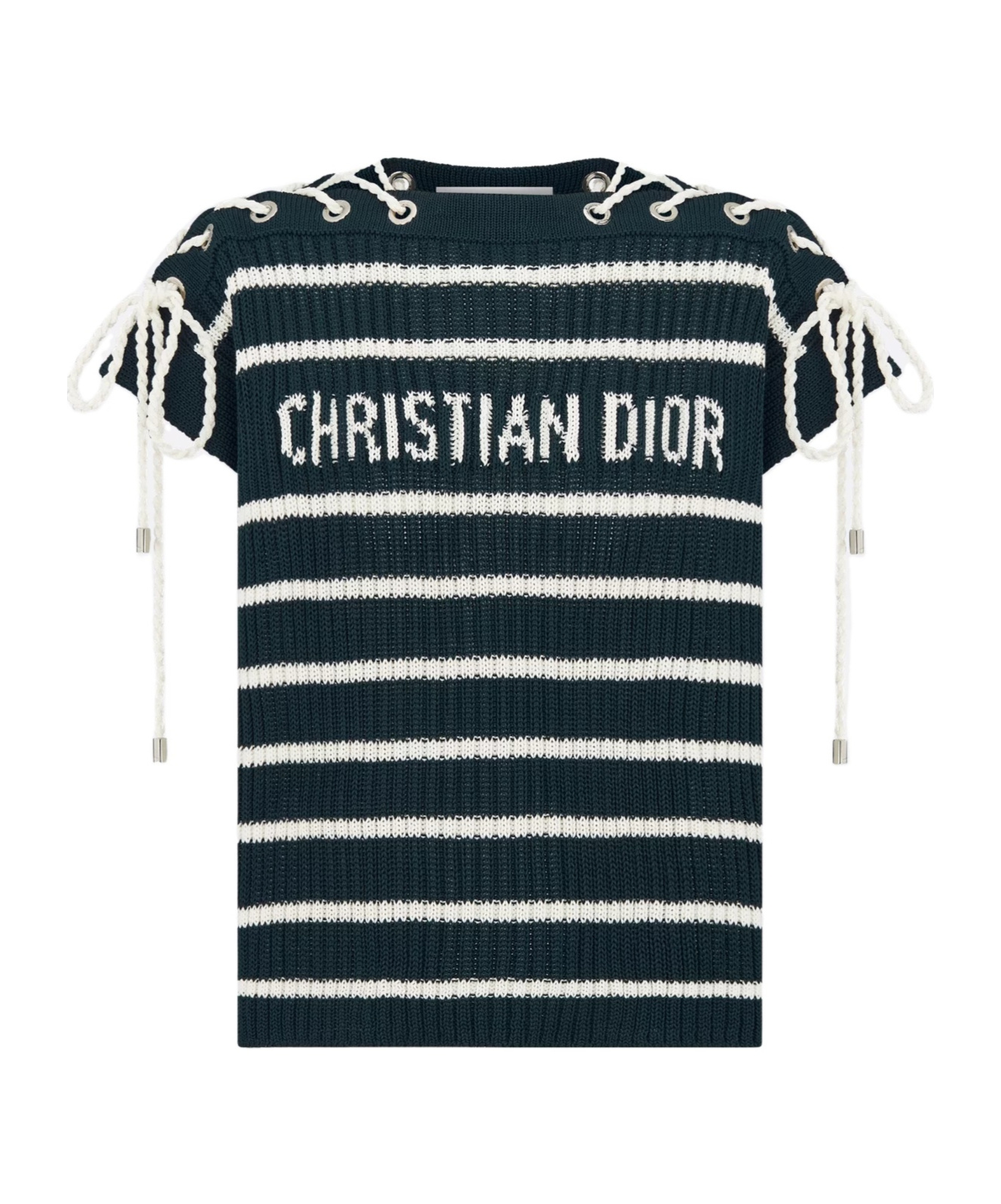 Dior Iviera Sweater With Laced Cap Sleeves In Blue
