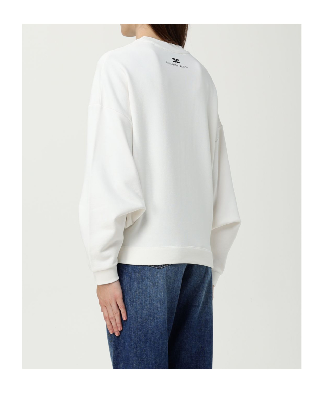 Elisabetta Franchi Oversized Sweatshirt With Bold Text Graphics In White