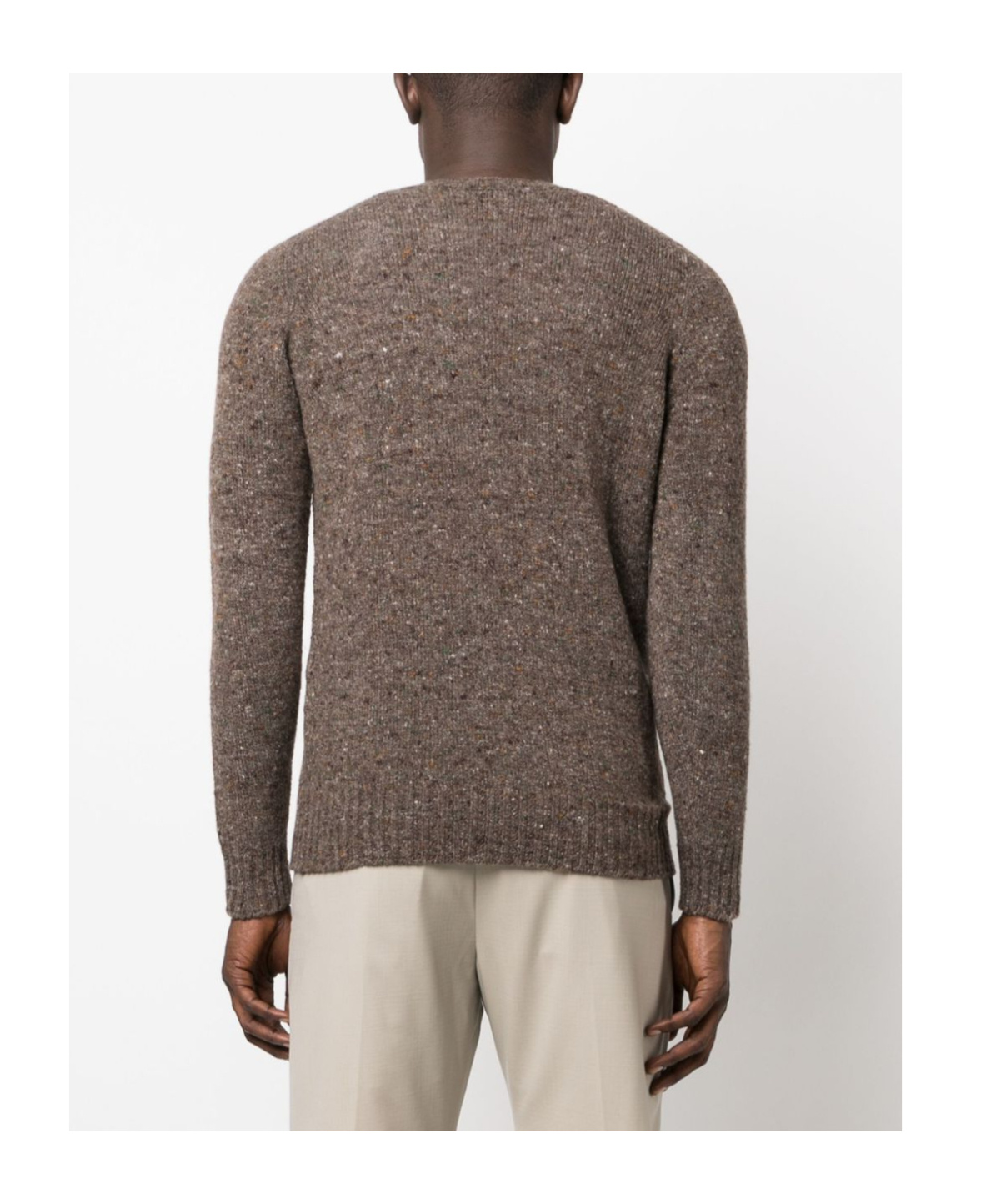 Drumohr Brown Knitted Wool Blend Sweater In Black