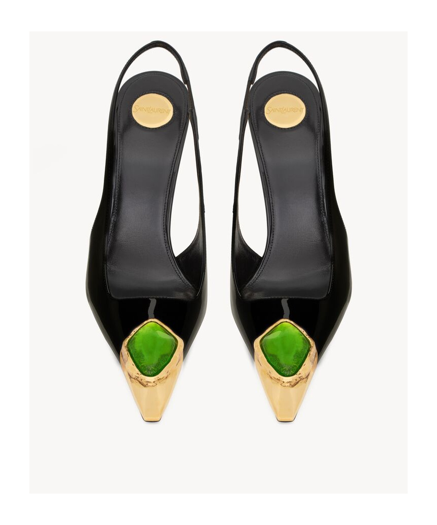 SAINT LAURENT LOULOU SLINGBACK PUMPS IN PATENT LEATHER