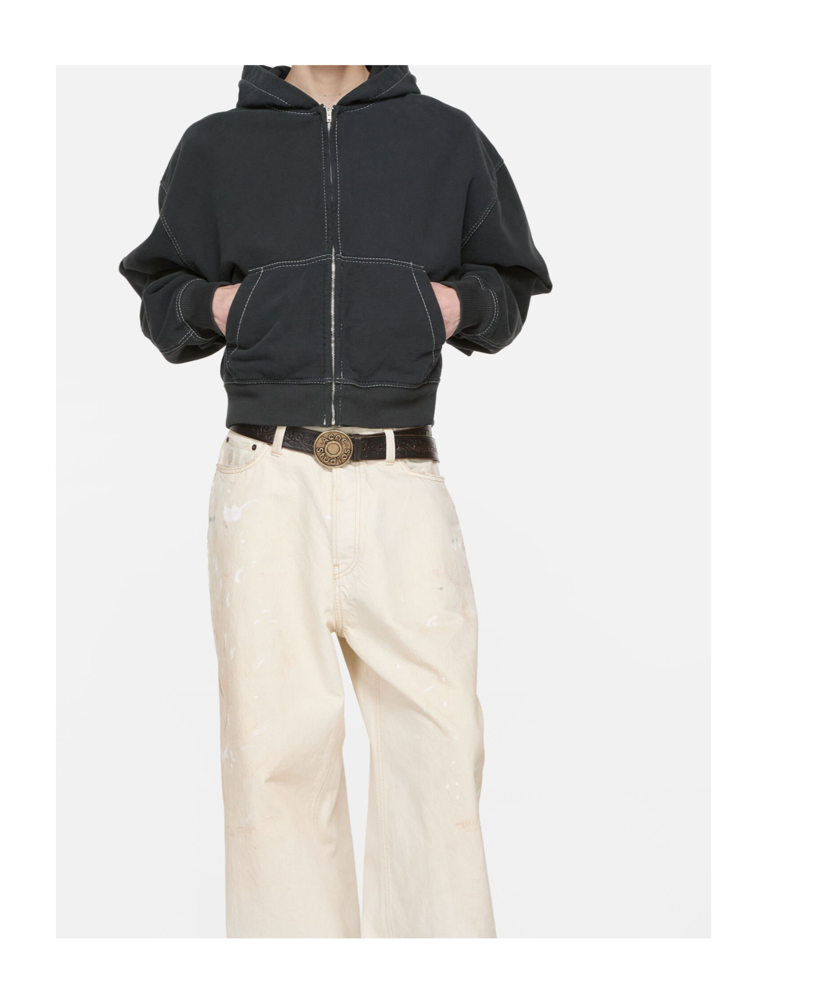 Acne Studios Foscar U Autograph Logo Embroidered Zip Hoodie In Black
