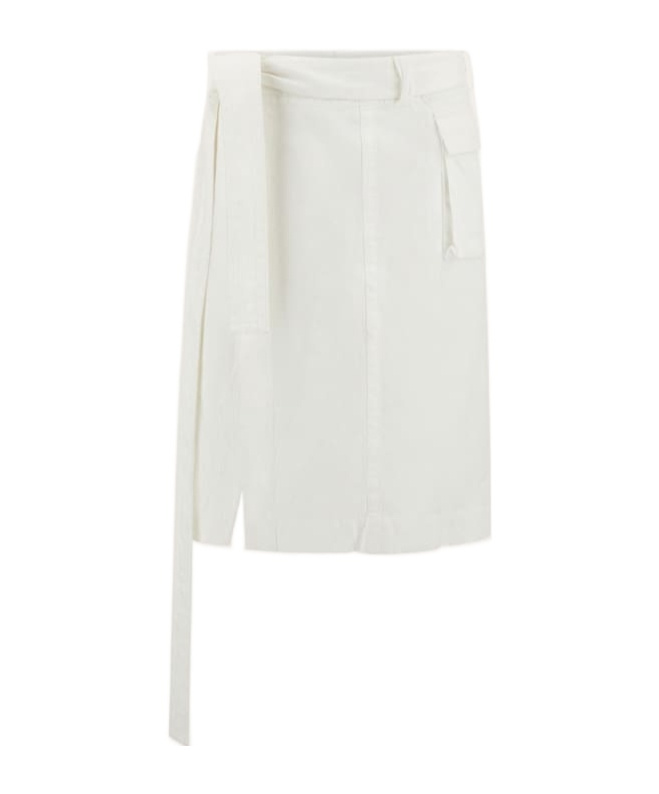 Ferragamo Wrap-front Cotton-blend Knee-length Skirt In White