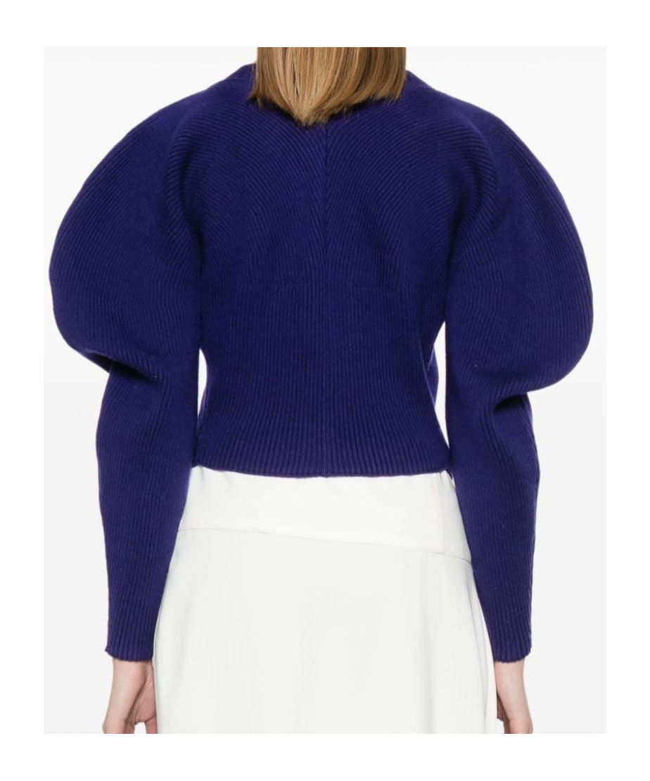 Alaïa Long-sleeved Knitted Cardigan In Blue