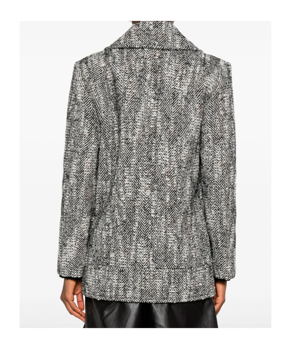 Patrizia Pepe Herringbone Double-breasted Coat In Gray