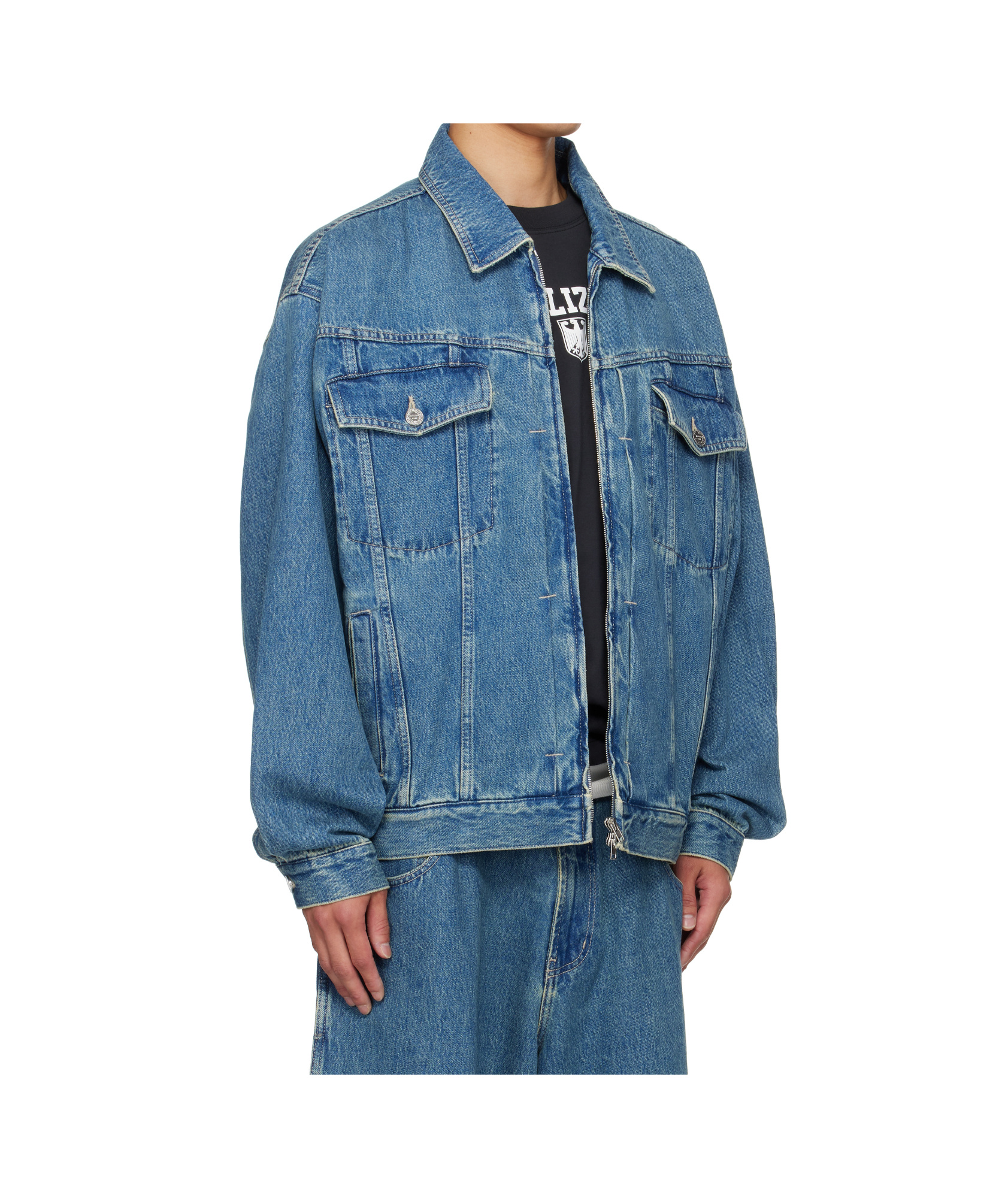 Vetements Hip-hop Denim Jacket In Blue