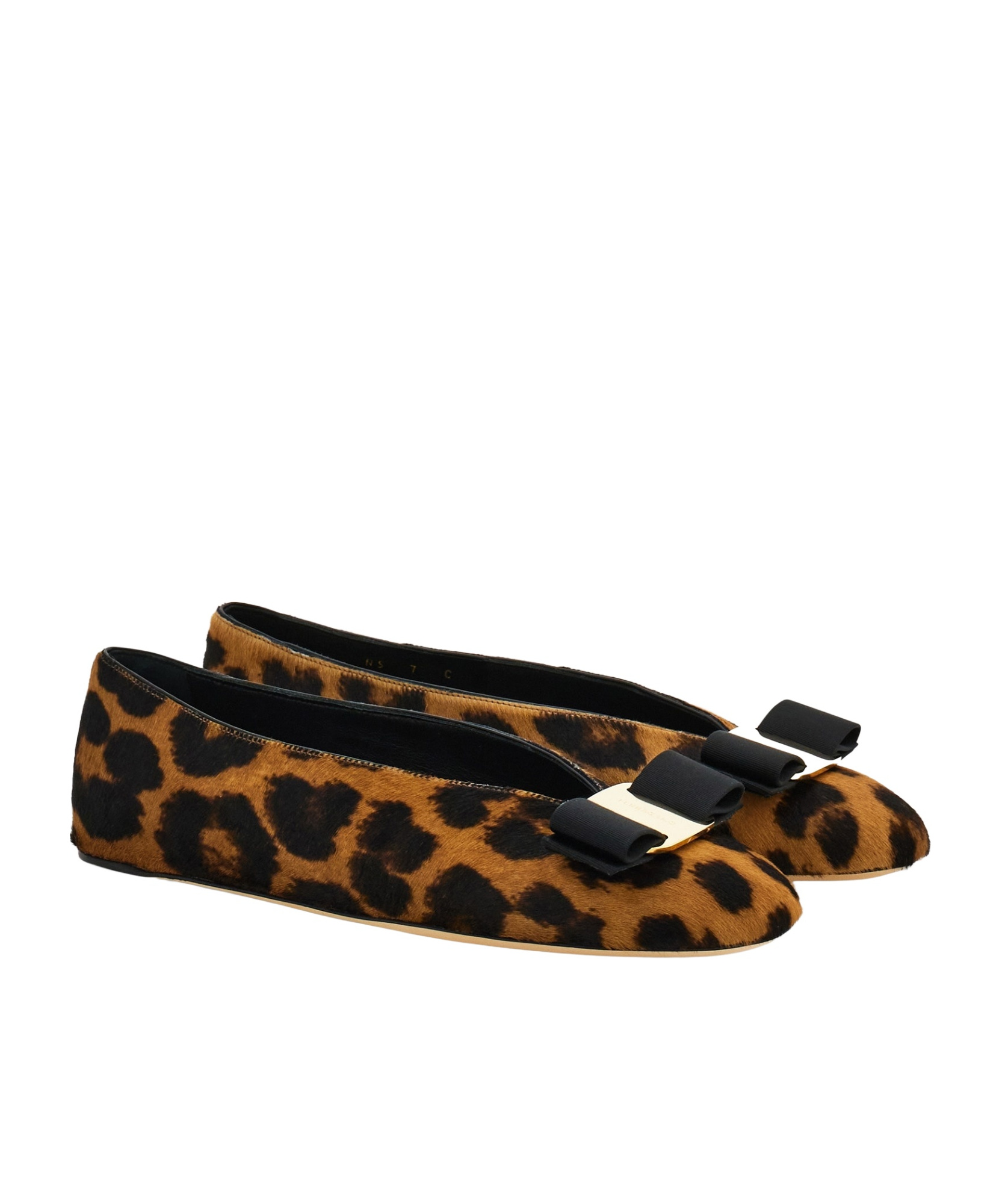 Ferragamo Horsehair Printed Vanna Ballet Flats In Black