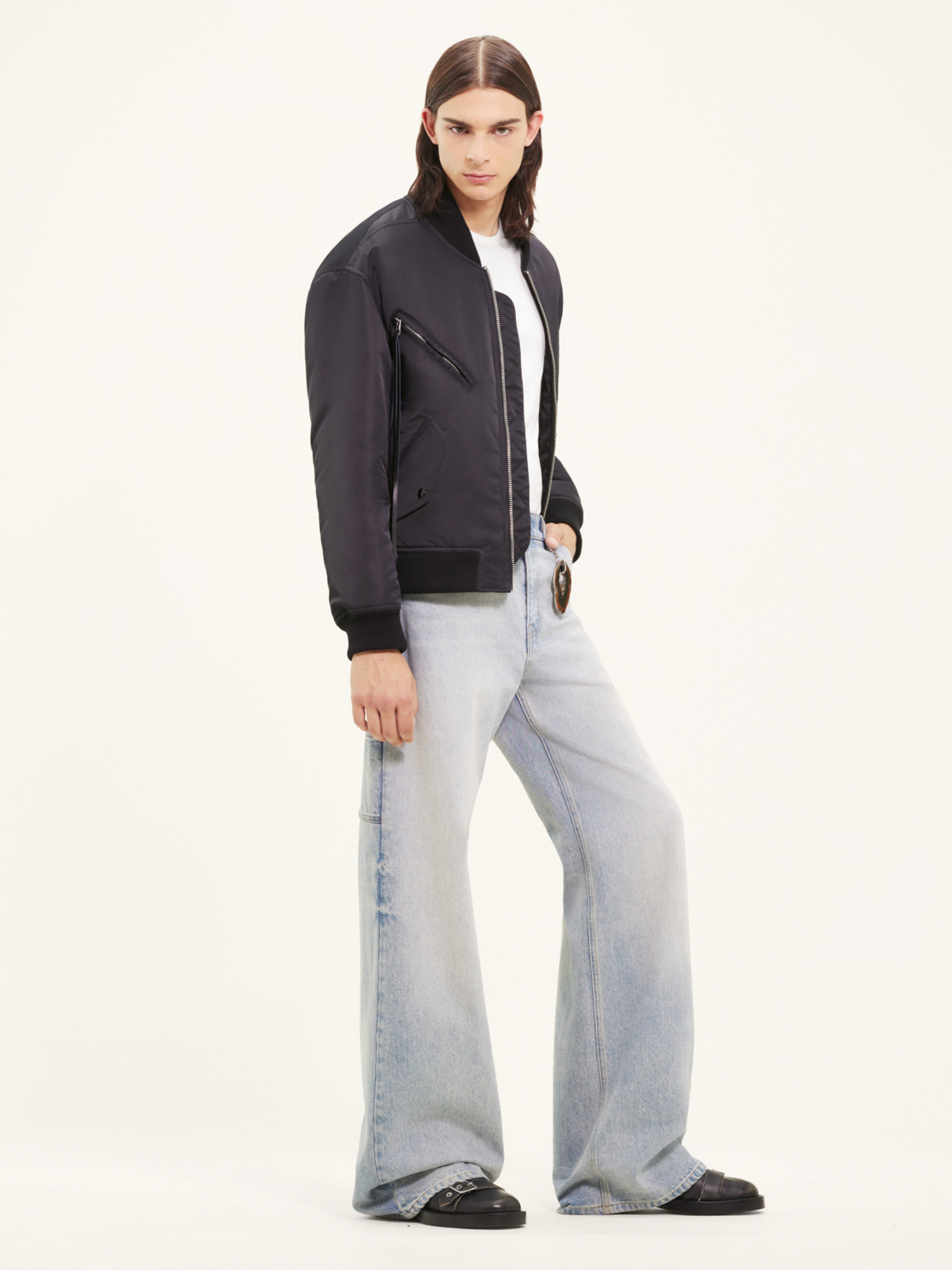 Courrèges Logo-embroidered Bomber Jacket In Black