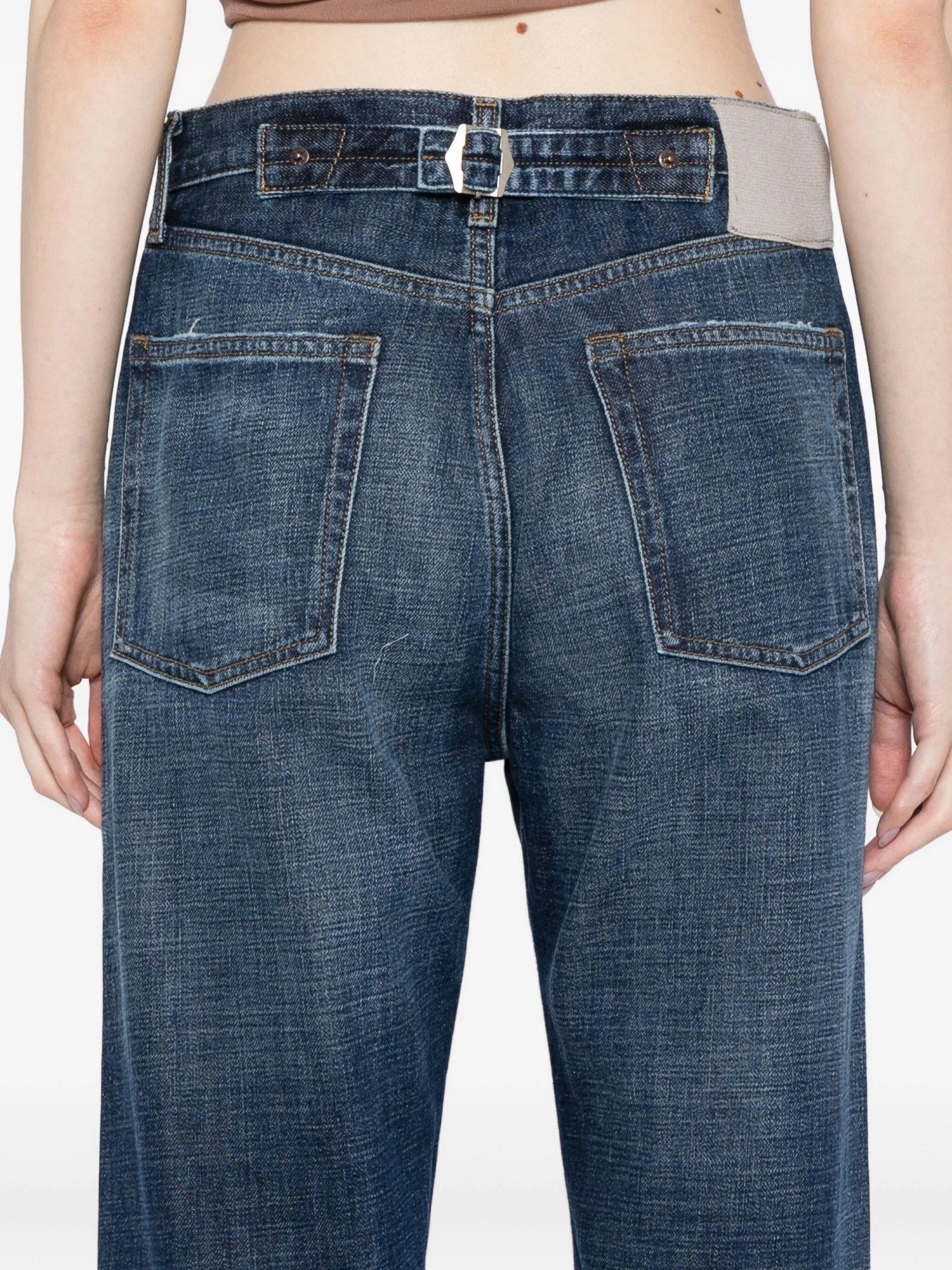 Aya Muse Straight Jeans With Buckle Clothing In Blue