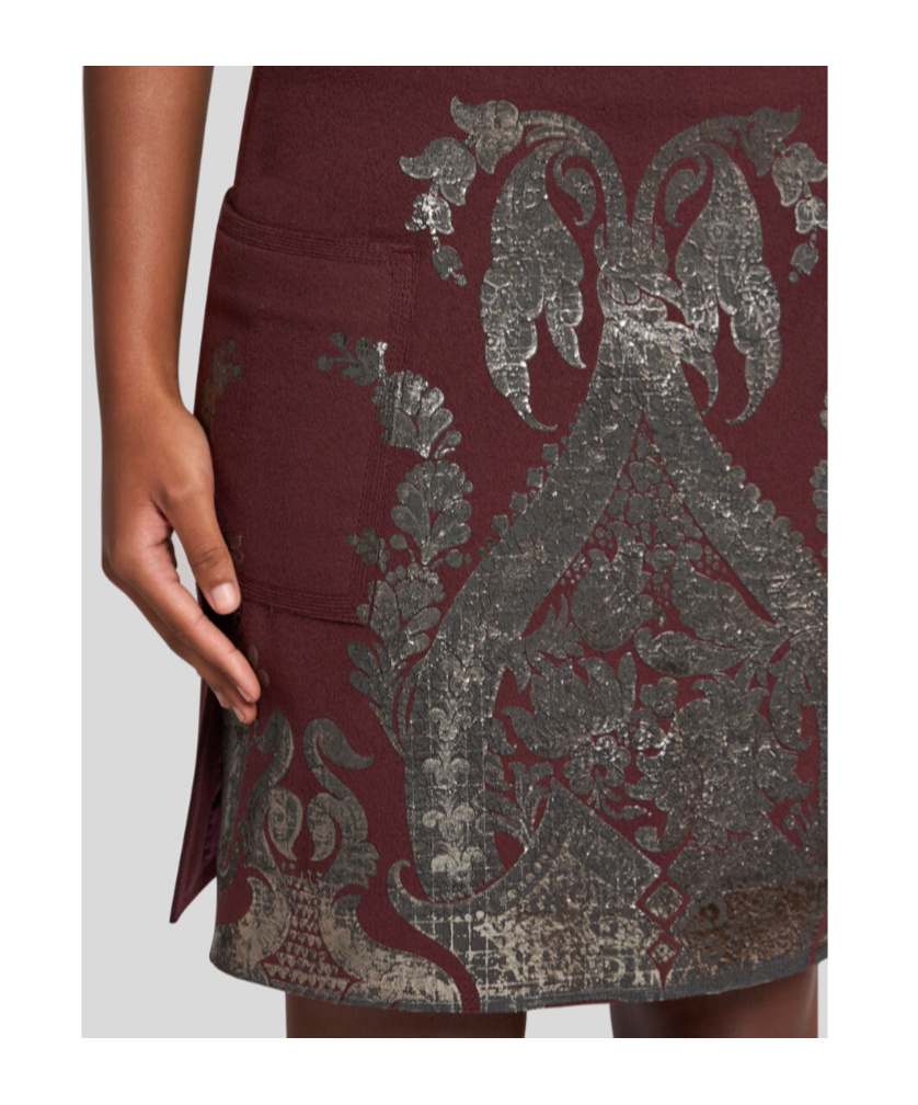 Etro Wool Blend Mini Skirt With Metallic Print In Multicolor