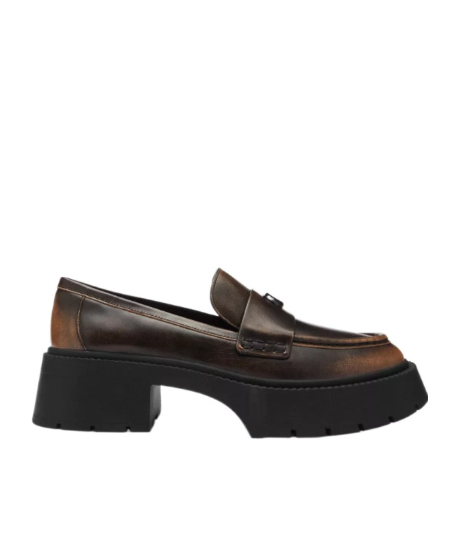 Coach Leah Platform Loafer In Loved Leather In Black