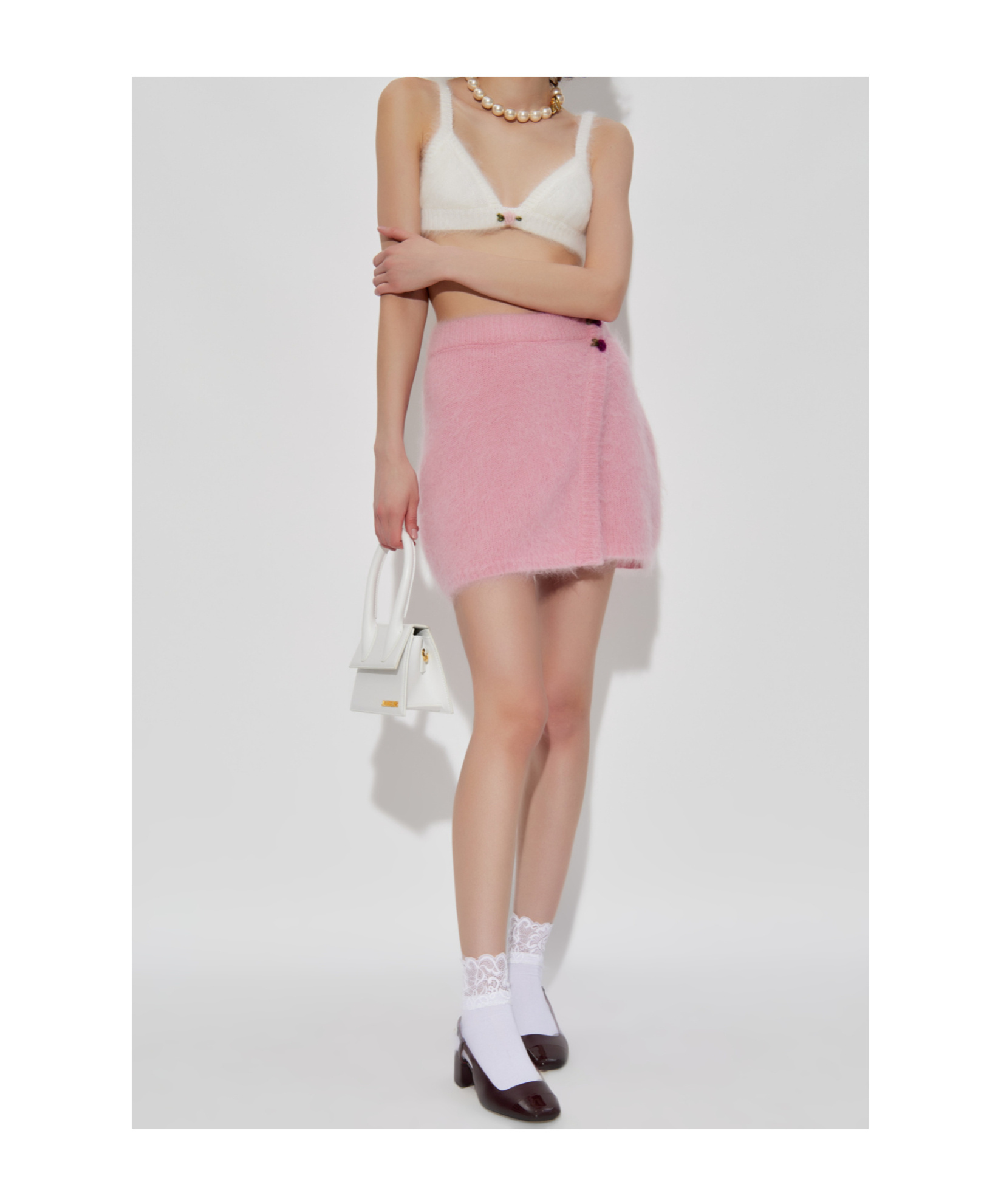 Alessandra Rich Flower-button Skirt In Pink