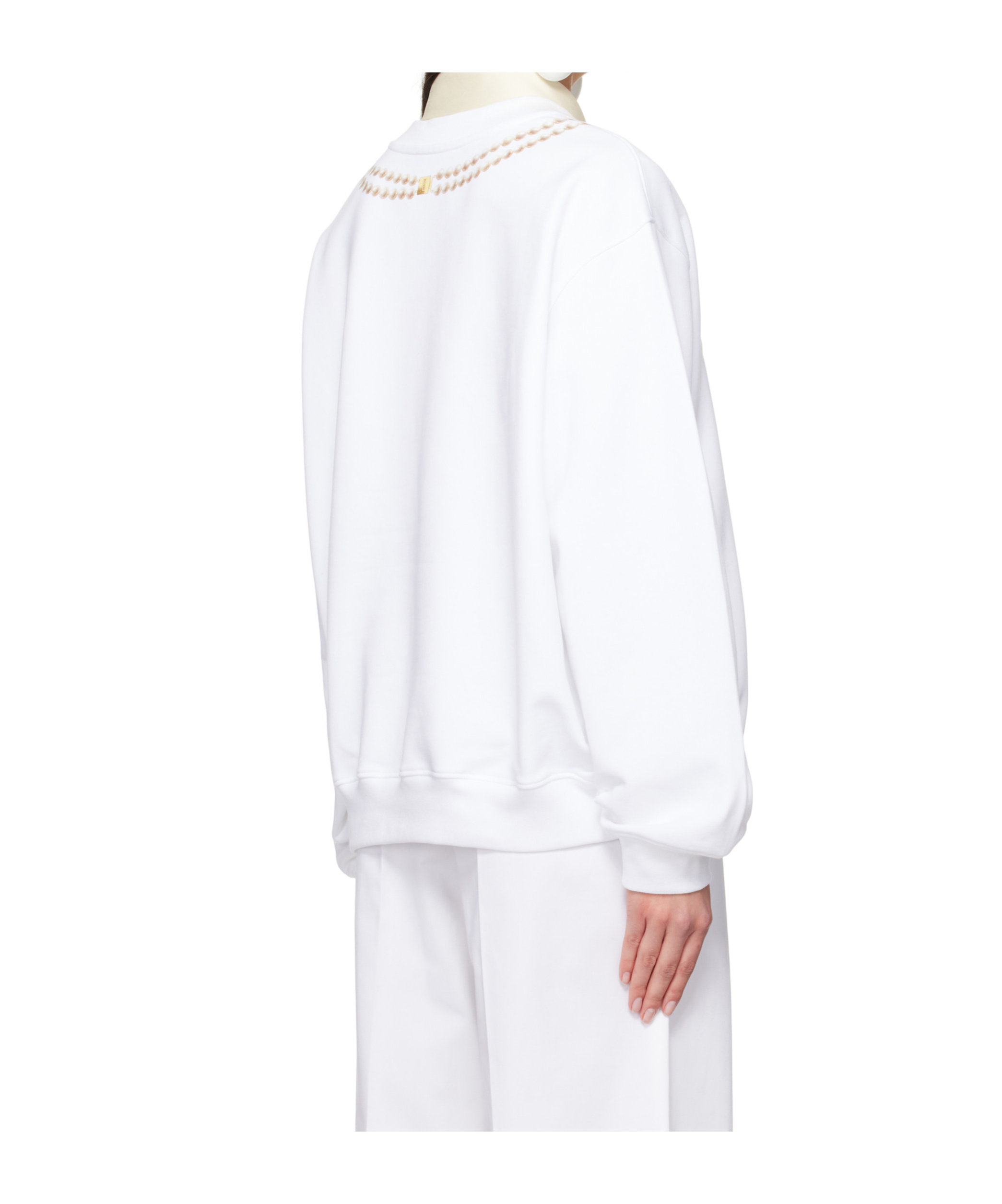 Shop Moschino Long Sleeve Sweatshirt In White