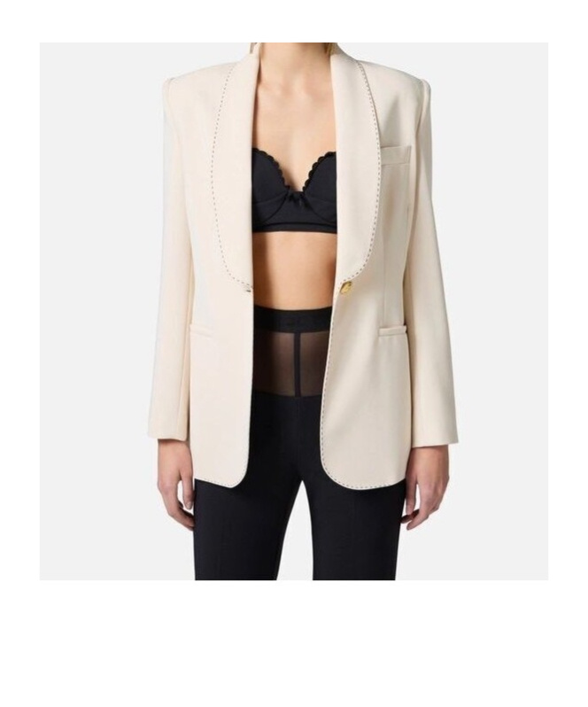 Elisabetta Franchi Single-breasted Jacket Tailored Silhouette In Nude