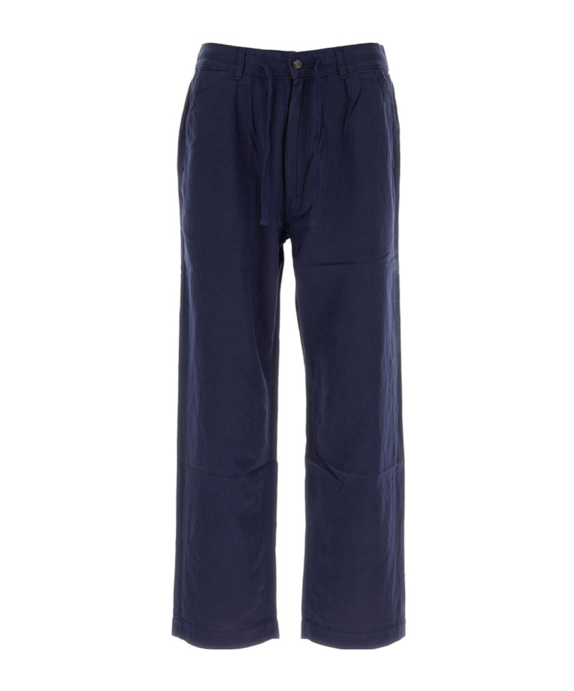 Polo Ralph Lauren Pleated Trousers With Drawstring Waist In Navy
