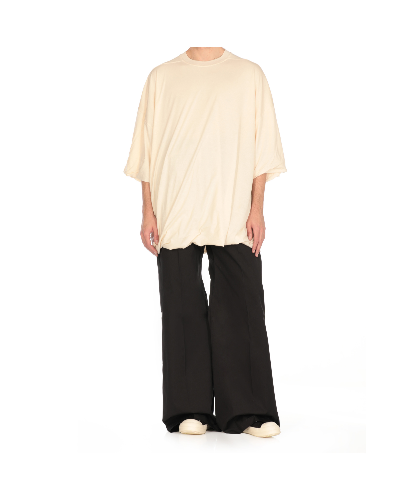 Rick Owens Drkshdw Open-necked Black Shirt In White