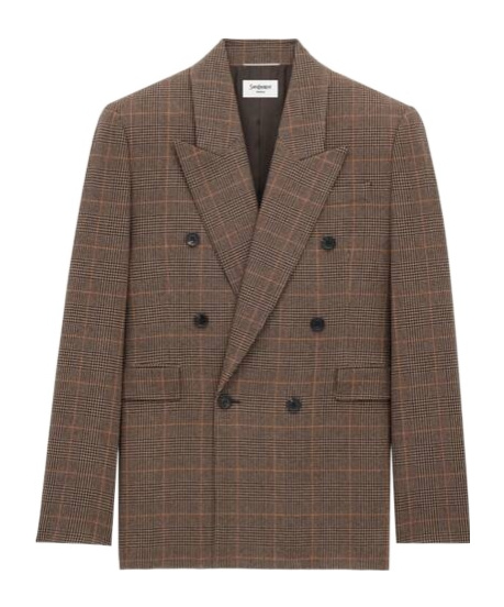 Saint Laurent Wool-cashmere Double-breasted Jacket In Brown
