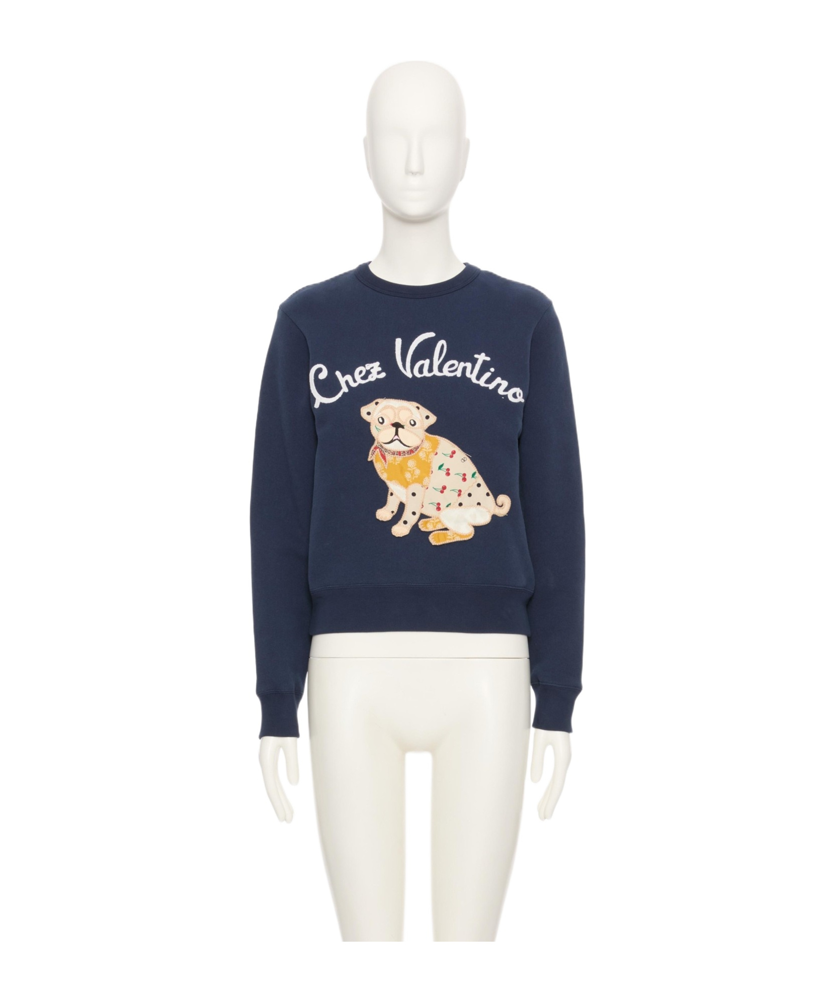 Valentino Dog Design Cotton Sweatshirt In Blue