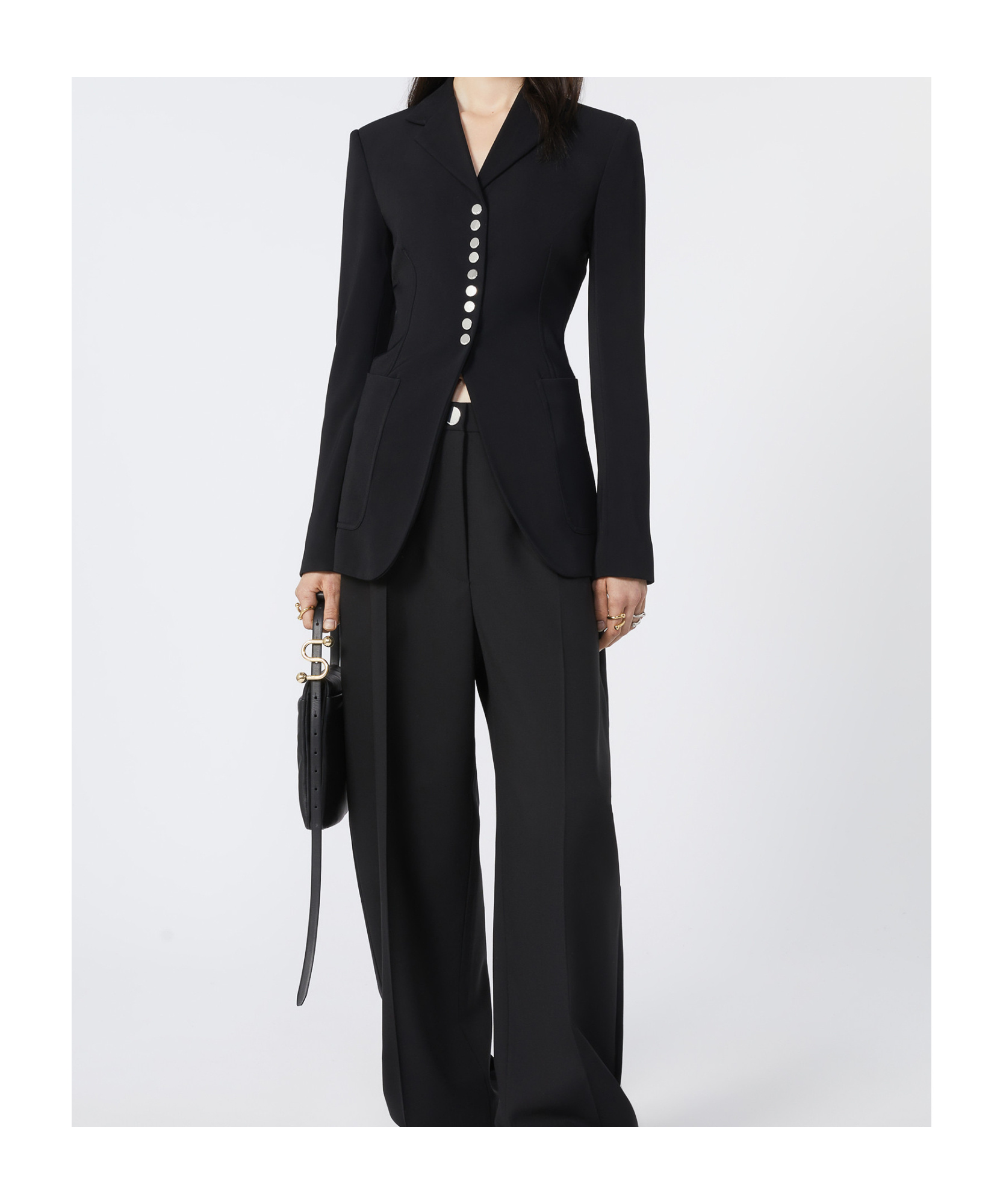 Sportmax Tailored Blazer With Notched Lapel And Metallic Buttons In Blue
