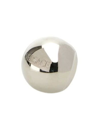 Versace Sphere Logo-engraved Ring In Yellow