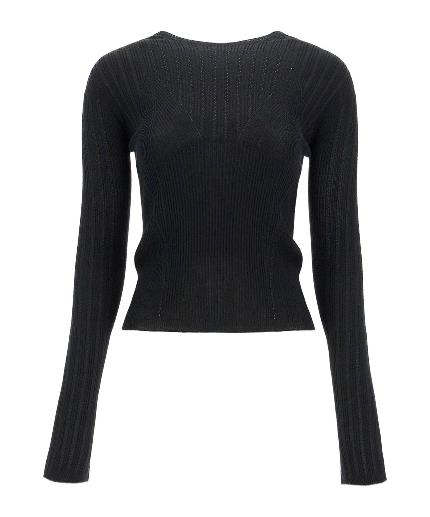 Lanvin Ribbed Crewneck Sweater In Black