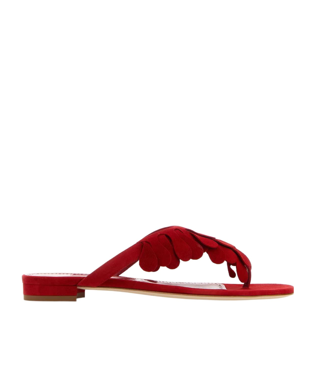 Manolo Blahnik Red Suede Tamako Thong Slippers In Red