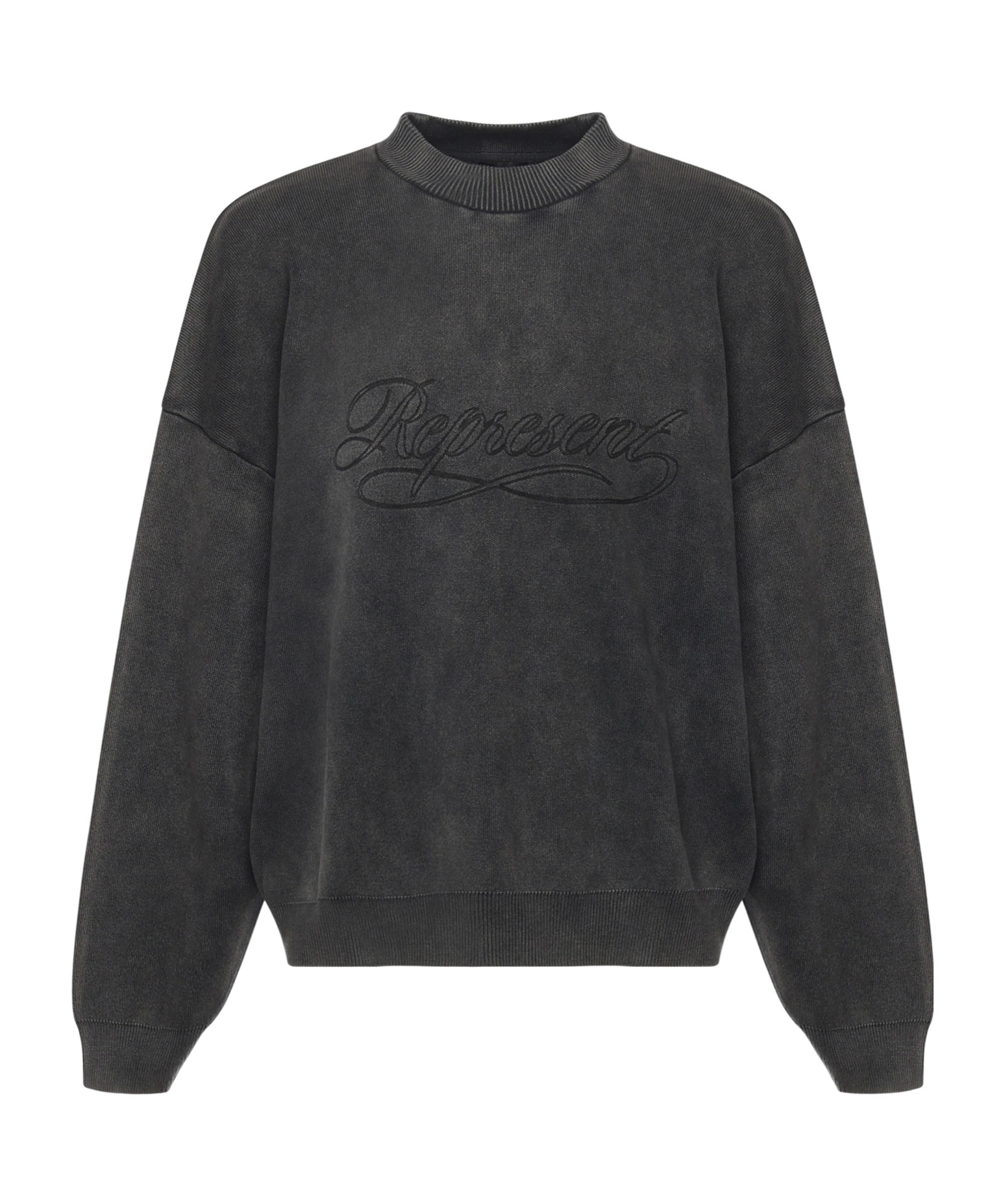 Represent Logo-embroidered Crew-neck Sweatshirt In Gray