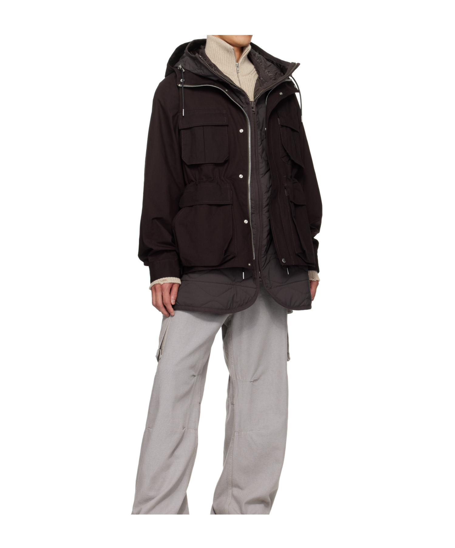 Sacai Long-sleeved Hooded Casual Jacket In Black