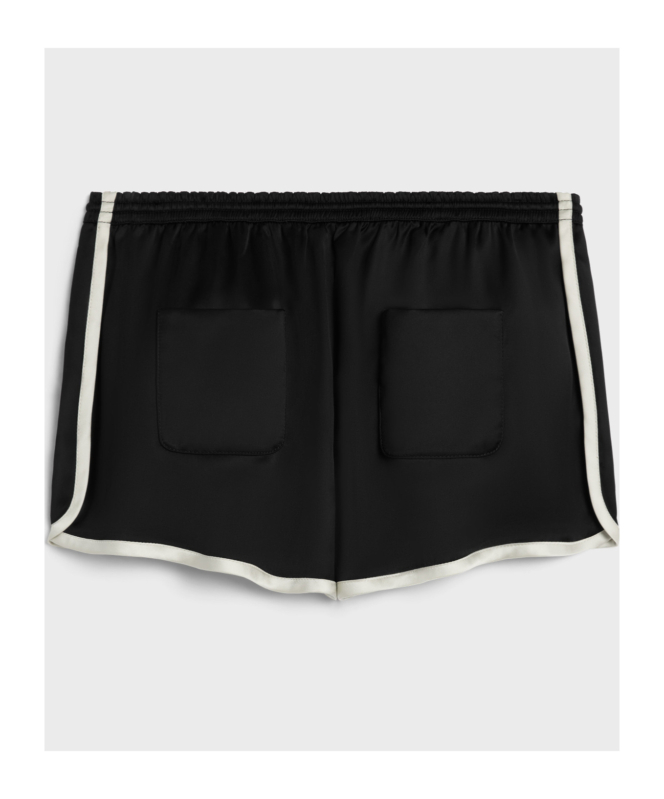Celine Triomphe Silk Satin Mini Shorts In Black