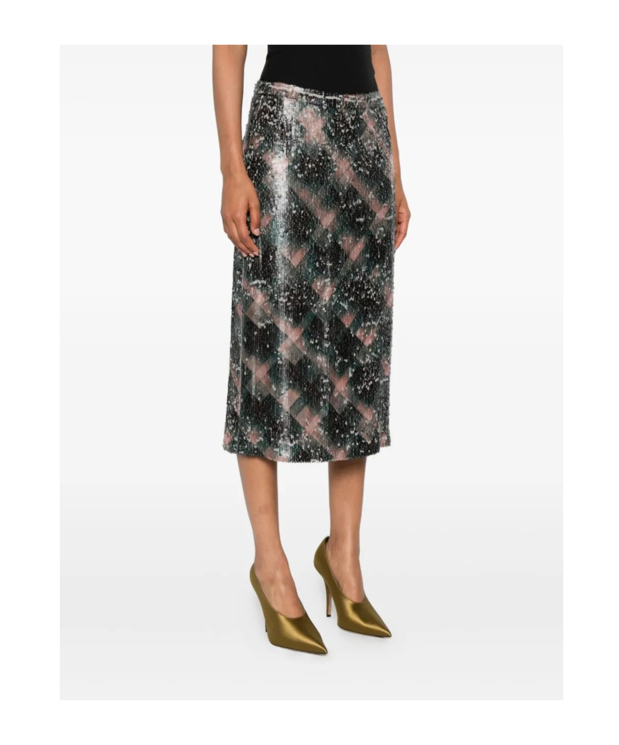 Dries Van Noten Mid-length Skirt Sequin Detail In Gray