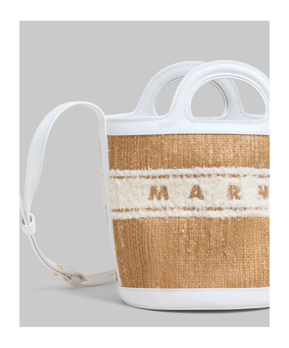 Marni Small Tropicalia Logo-embroidered Bucket Bag In White