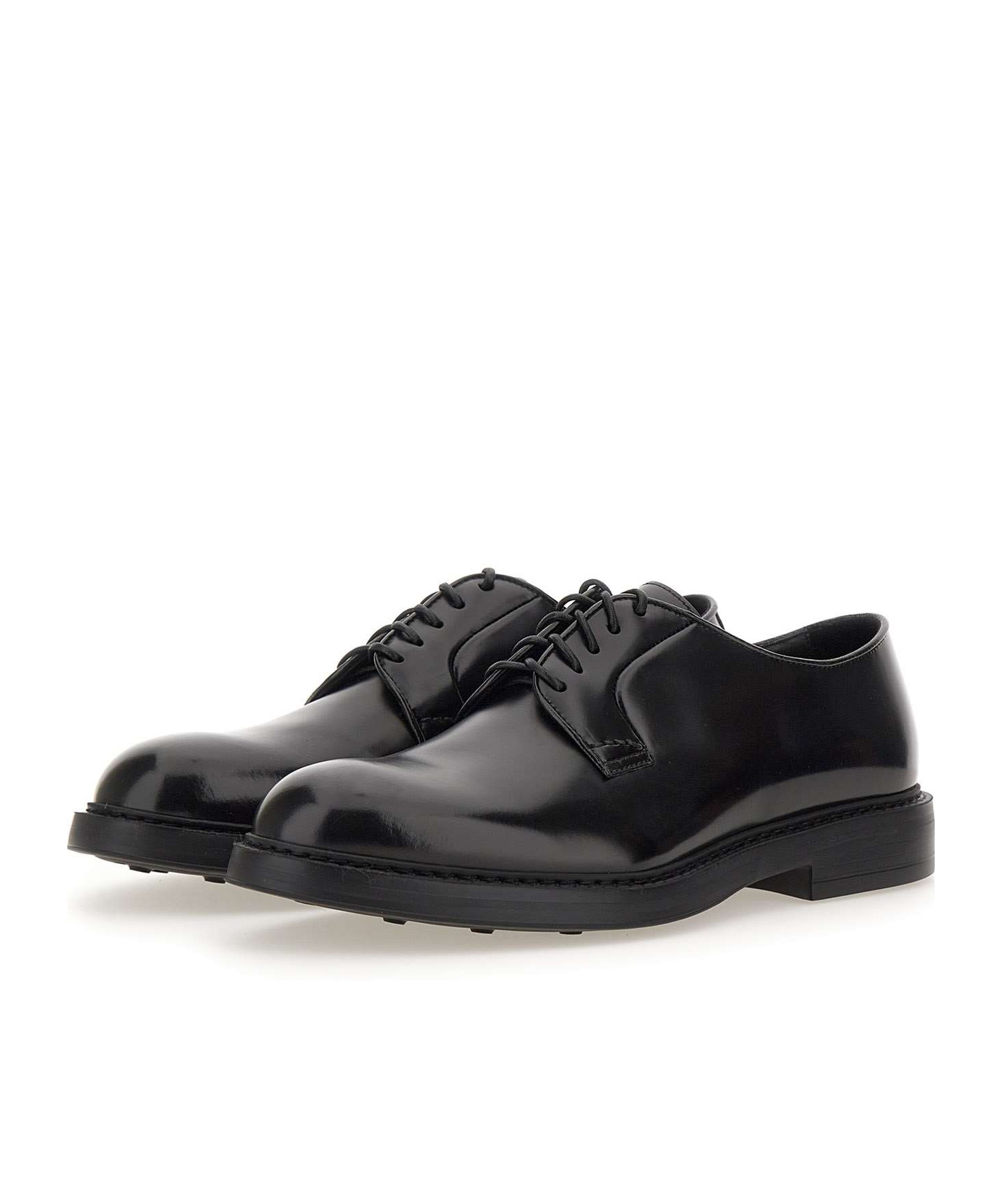 Doucal's Almond-toe Leather Derby Shoes In Black