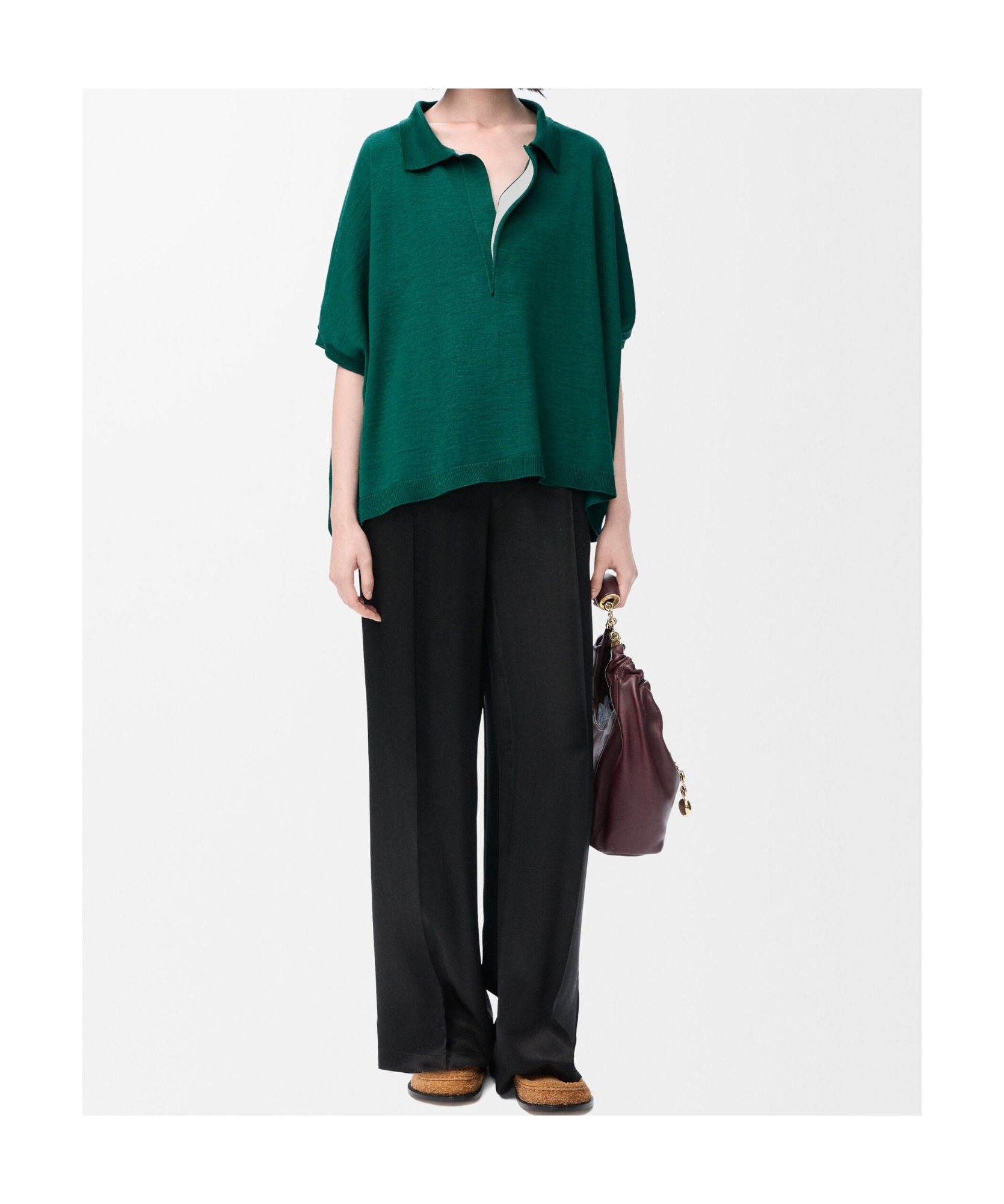 Loewe Wool Polo Sweater In Green