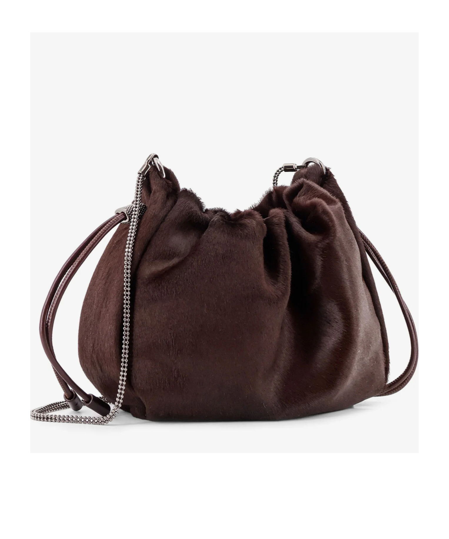 Brunello Cucinelli Women Bucket Mellow Mini Pony Skin Shoulder Bag In Brown