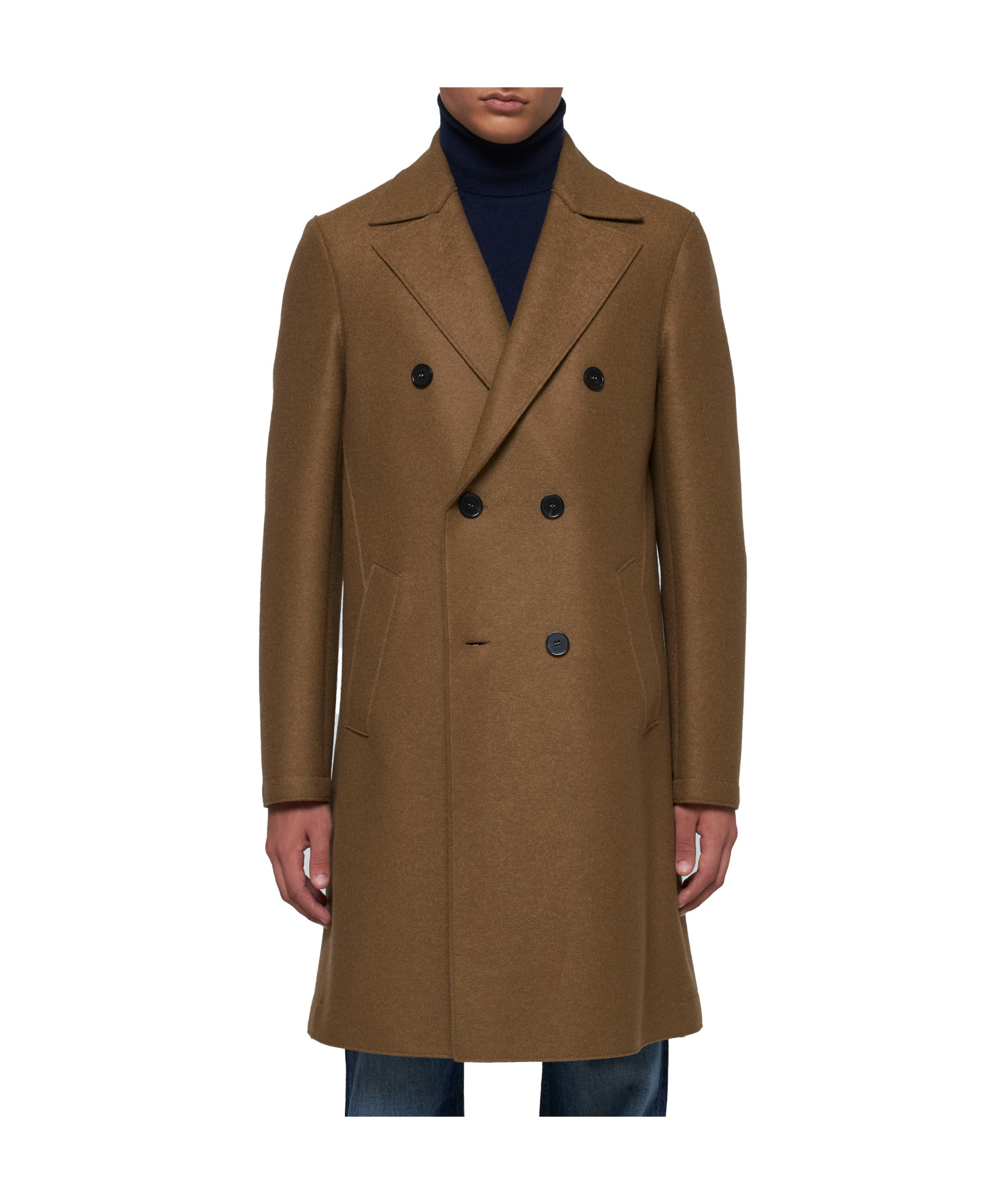 Harris Wharf London Double-breasted Coat In Brown