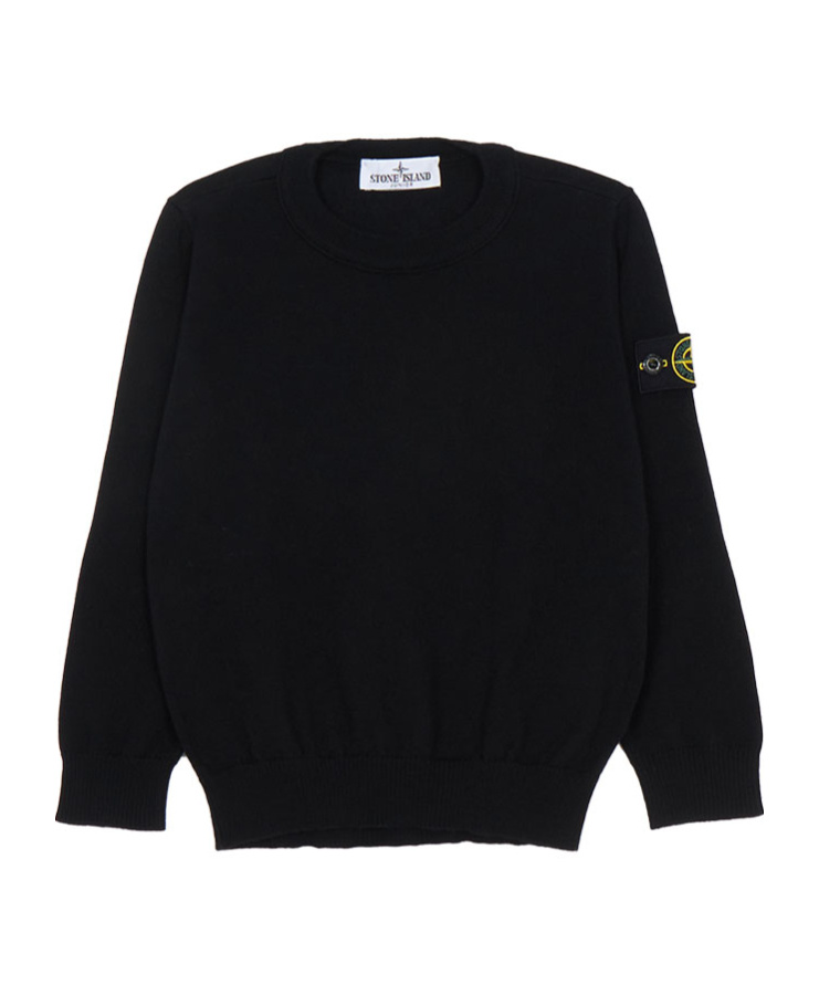 Stone Island Knit Crewneck Jumper In Pure Lightweight Wool In Black