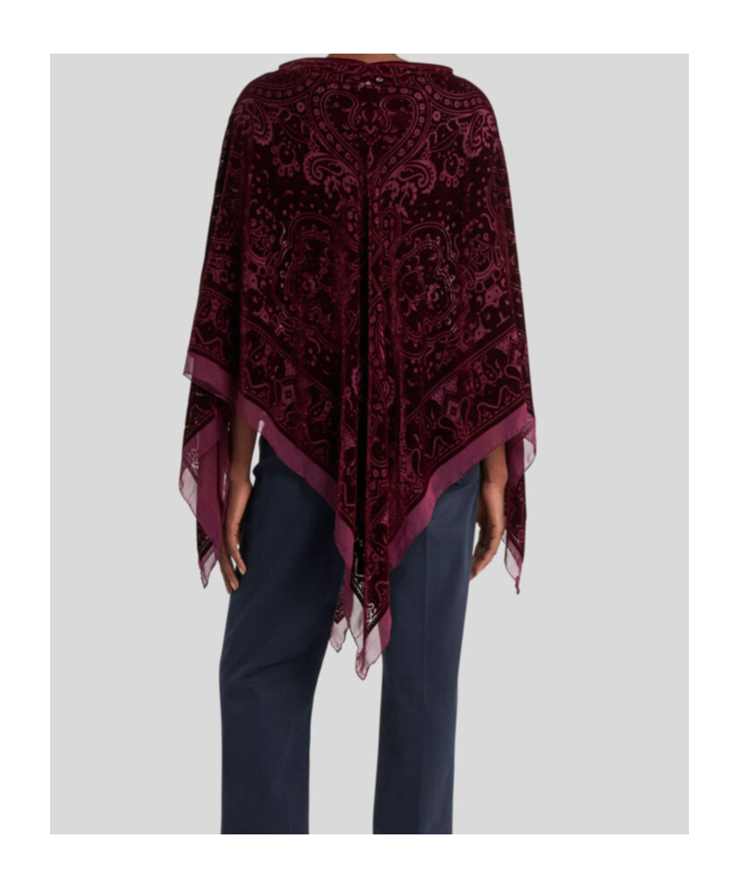 Etro Burnout Velvet Poncho In Brown