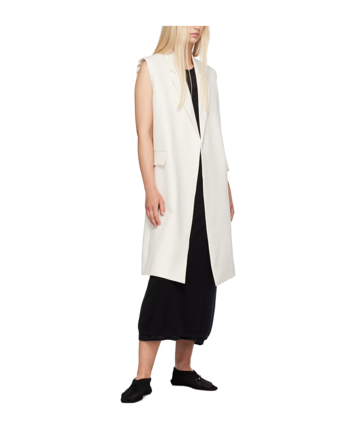 Totême Sleeveless Grain De Poudre Coat Off White In White