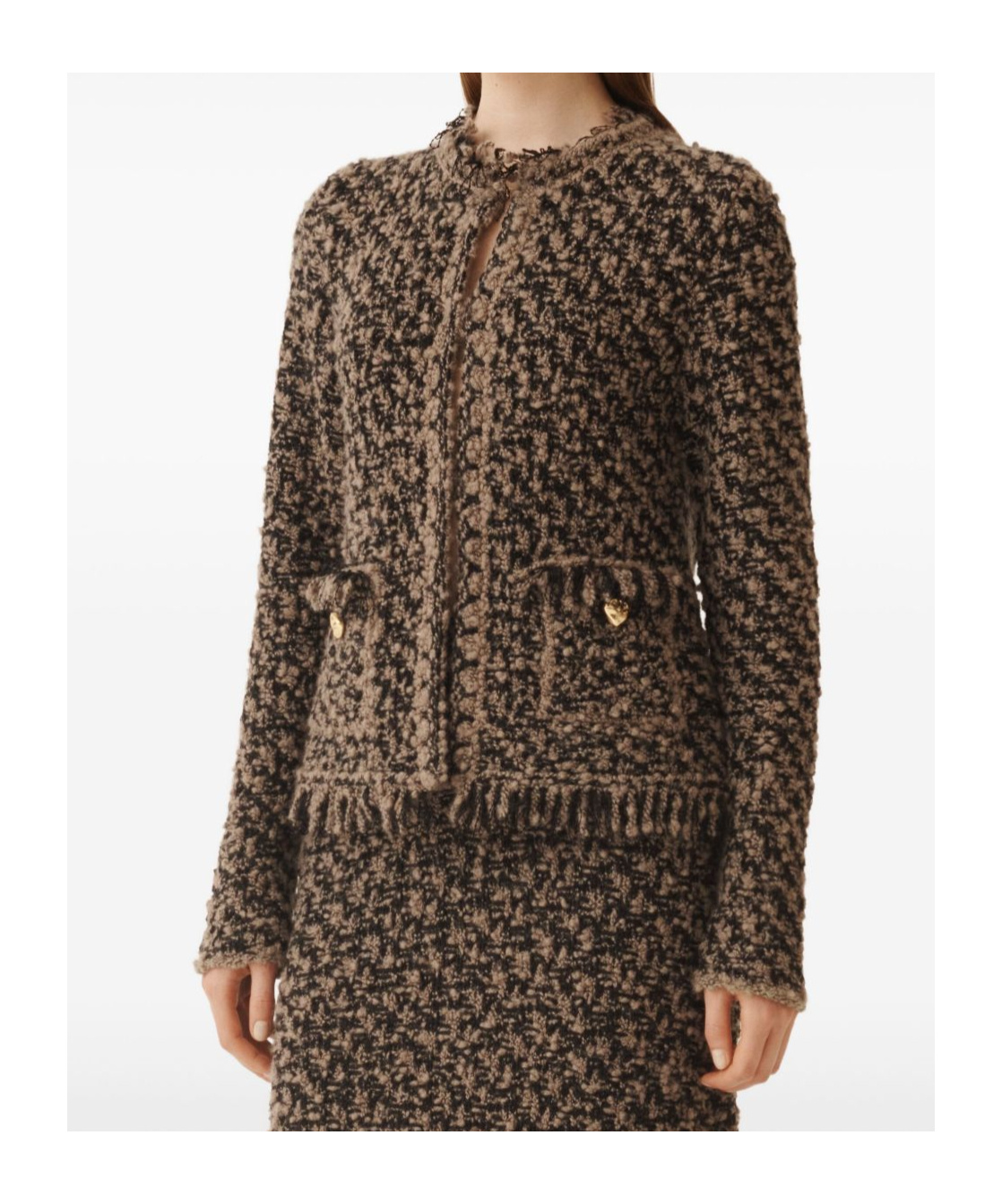 Fabiana Filippi Jacket In Tweed And Sequins In Brown