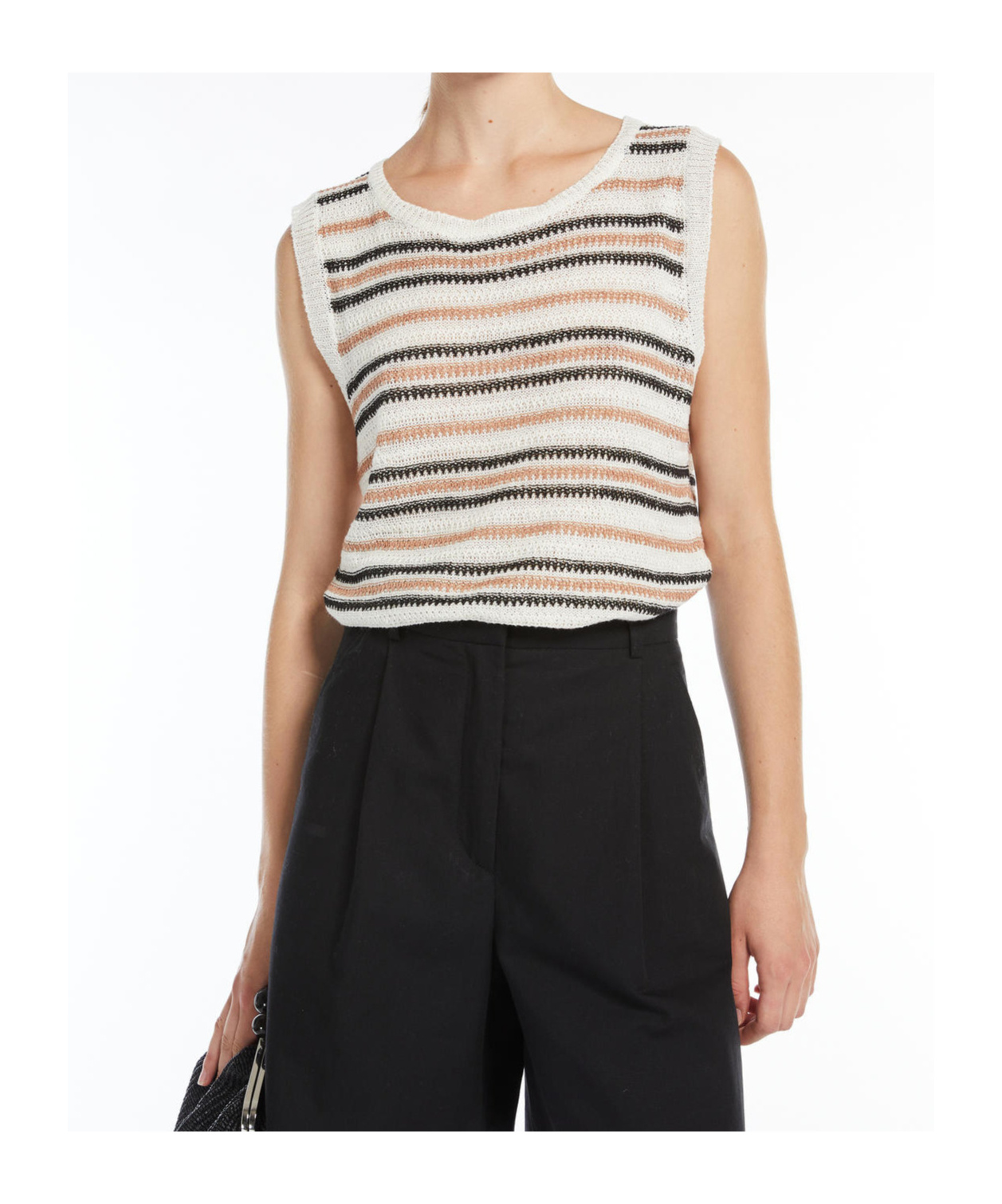 Weekend Max Mara Ciad Stripe Sleeveless Linen Sweater