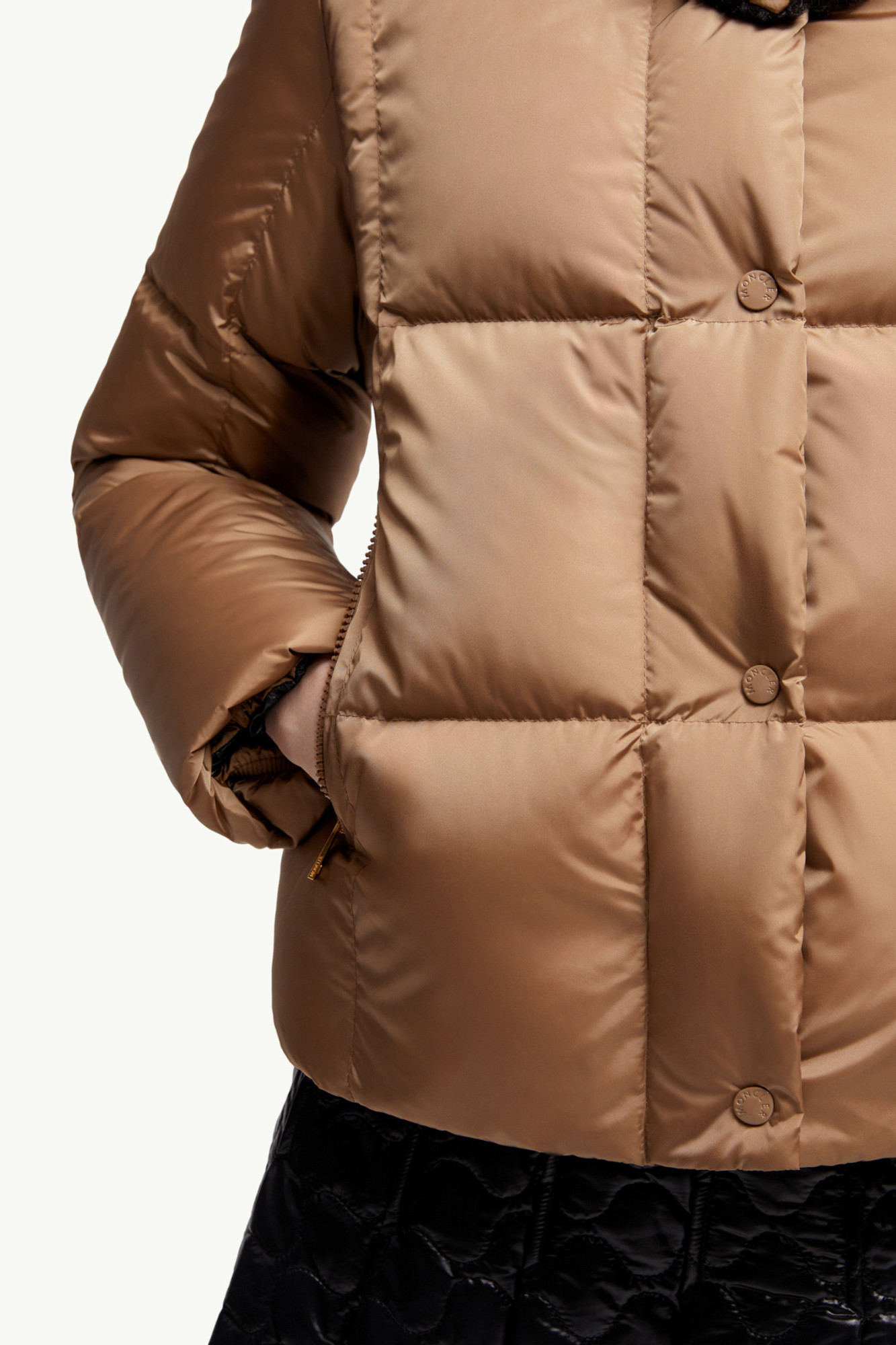 Moncler Castelnou Square-quilted Hooded Short Down Jacket Clothing In Brown