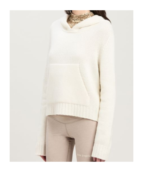 Palm Angels Logo Intarsia Knitted Hoodie In White