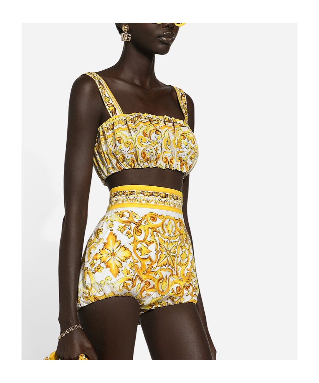 DOLCE & GABBANA DOLCE  GABBANA MAJOLICA PRINTED STRAPPY POPLIN TOP