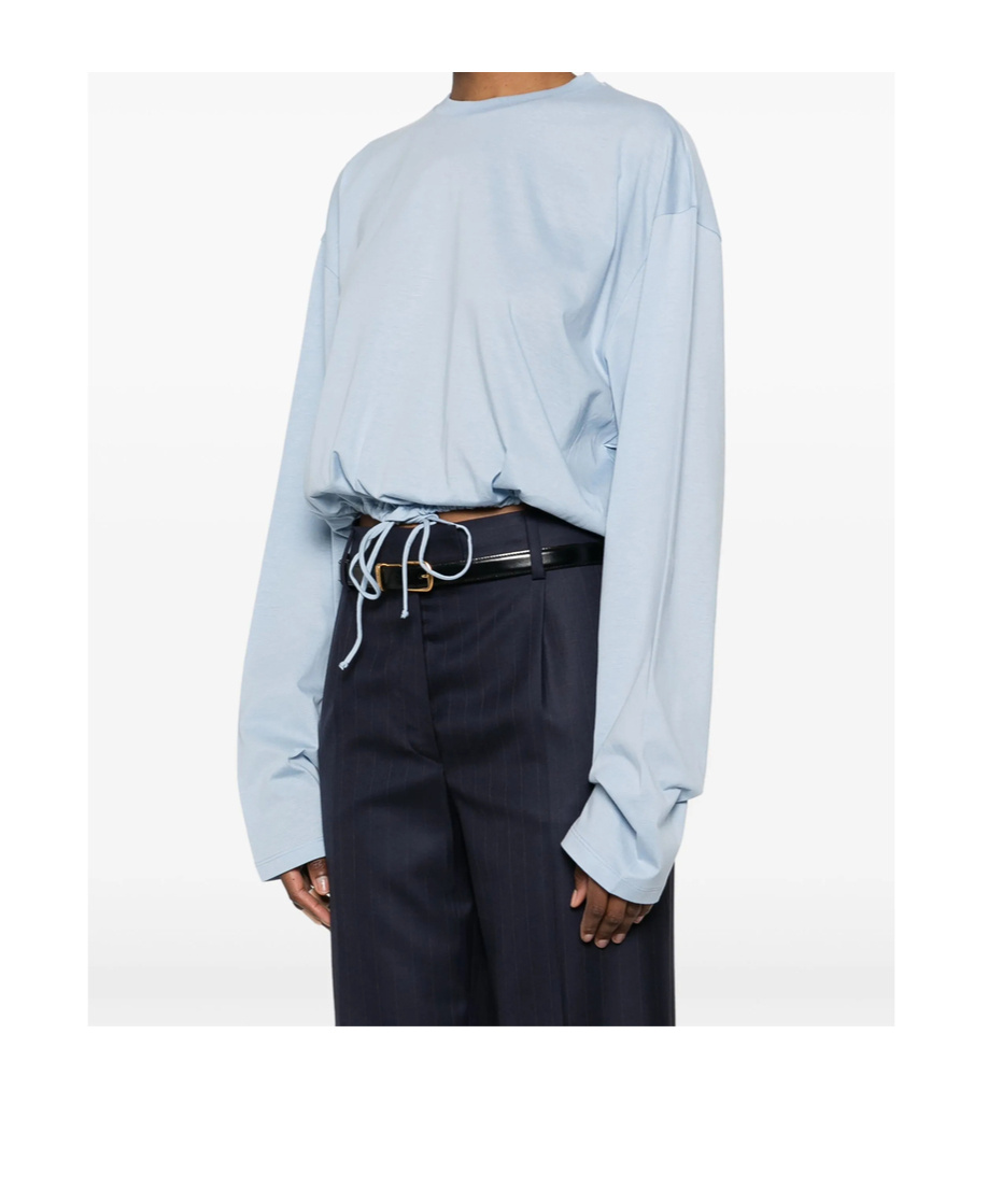 Prada Light Blue Sweater With Elastic Hem In Blue