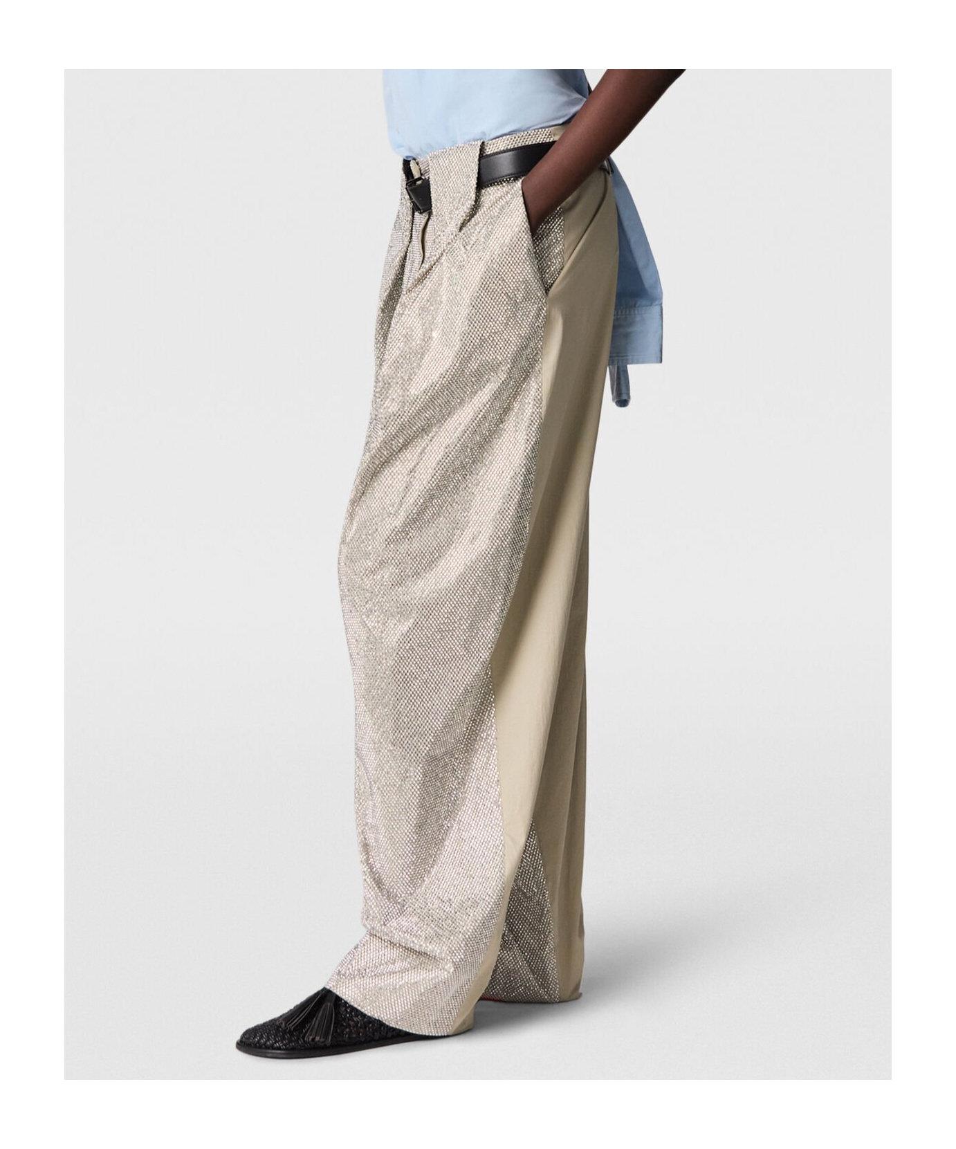Stella Mccartney Crystal Hotfix Balloon Trouser In Silver