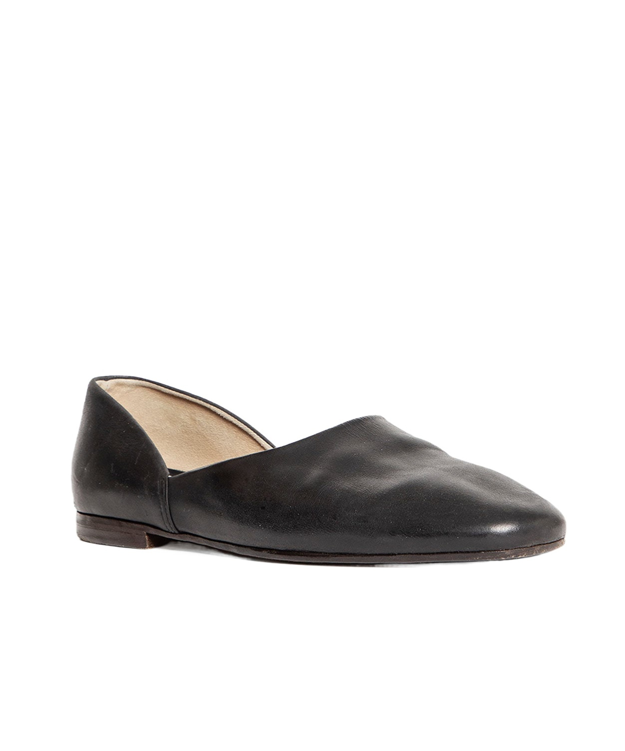 Maison Margiela Leather Grecian Slider Slippers Round Toe In Black
