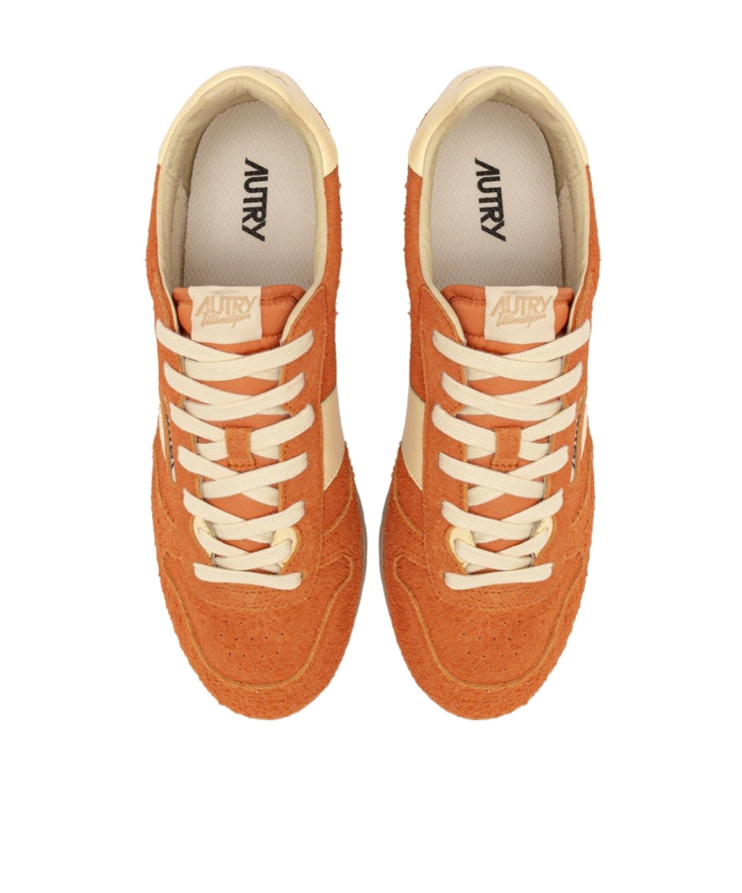 Autry Low Top Suede Sneakers With Contrast Sole In Brown